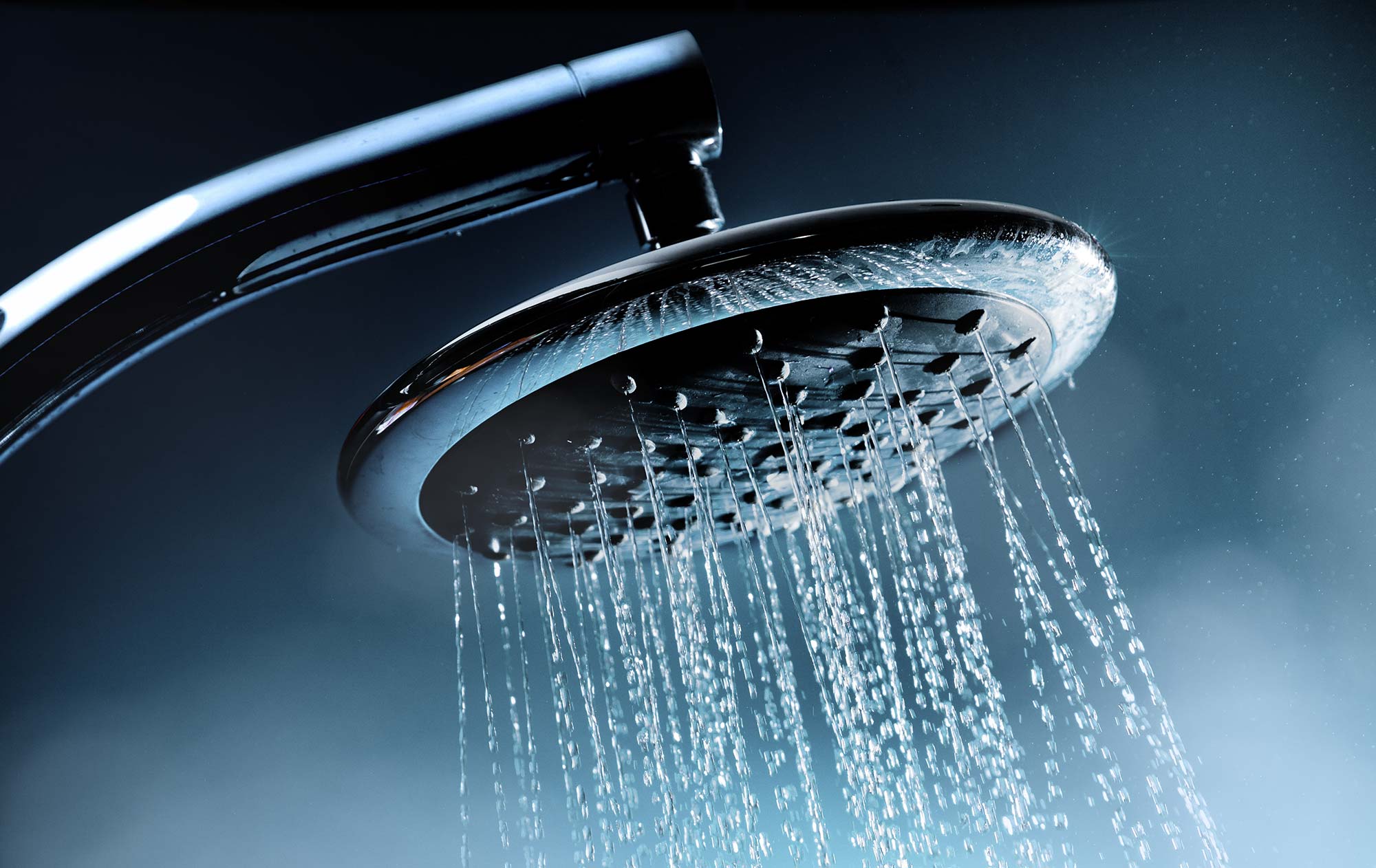 Shower head running with water