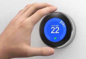 Smart thermostat on the wall